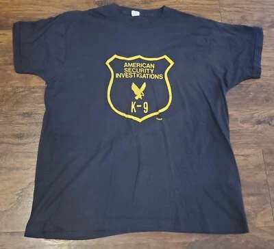 VTG Shirt Screen Stars American Security Investigations K9 Single Stitch Black - Image 1 of 4
