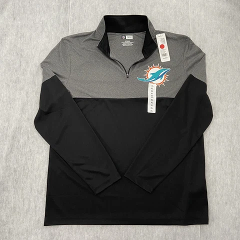 Miami Dolphins Sweater Adult Extra Large Gray 1/4 Zip Pullover NFL Mens XL NEW Cover
