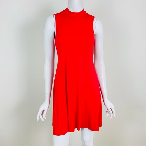 VETEMENTS ASOS Mini Abito Donna Taglia 0 Rosso Senza Maniche Finto Scollo Aperto Schiena Swing