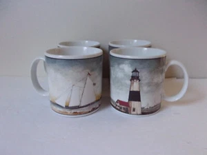 4 The Art of Dining by Oneida "By the Sea"  Lighthouse Nautical Mugs - Picture 1 of 5