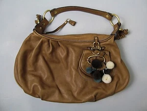 Juicy Couture Y2K Vintage Cuero Marrón Hobo Bolso Cartera Pompones - Imagen 1 de 10
