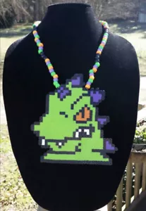 🦖 NUEVO Collar Rugrats Reptar Kandi Perler EDM EDC Fest Rave Dance 🦖 - Imagen 1 de 1