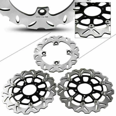Brake Disc Rotors Front & Rear Steel Fit Kawasaki Ninja ZX10R 08-15 & ZX6R 13-15 - Imagem 1 de 4