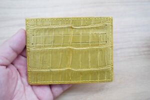 Gold Real Genuine Alligator Crocodile Belly Leather Skin Credit Card Wallet