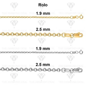 Collar de cadena Rolo Lite oro amarillo o blanco de 10 K, 10"" a 20"" pulgadas, 1,9 a 2,5 mm - Imagen 1 de 8