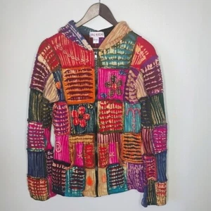 Chaqueta con Capucha Raj Richi Festival Patchwork Para Mujer XL Hippie Espíritu Libre Artístico - Imagen 1 de 10