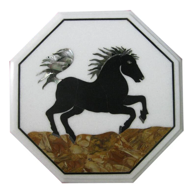 15" Marble coffee Table Top Semi Precious Stones Inlay Work - Image 1 of 1