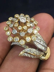 Solid 585 Stamped 14K Gold 1.98 Cts Round Brilliant Cut Diamonds Cocktail Ring - Picture 1 of 12