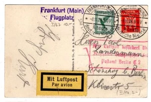 Zeppelin/Flugpost 1926 FRANKFURT FLUGPLATZ mit Flugpost TEMPELHOF (BA2031 - Bild 1 von 1