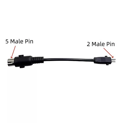 DEQUN 2 Pin Male to Round 5 Pin Male Conversion Cable for Battery Adapter Power Supply