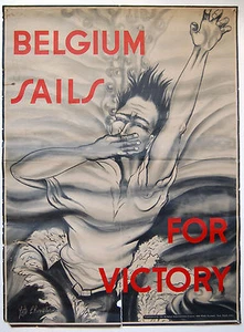 Propagandaplakat Zweiter Weltkrieg - Belgien segelt um den Sieg von Lette Lhevoleries, 1941 - Bild 1 von 4