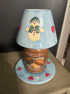 Kerzenschirm im Glas mit passendem Schneemann & Herzen Teller Familie Weihnachten Urlaub - Bild 1 von 4