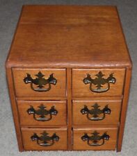 Antique Oak 6 Drawer Library Table Top File Cabinet