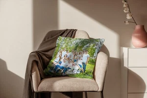 Personalized Faux Suede Square Pillow 18''×18'' | Cartoonize Effect | Custom - Picture 1 of 4
