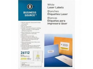 Business Source Mailing Labels Laser 1"x4" 2000/PK White 26112 - Picture 1 of 9