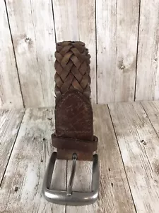 Target braun geflochten Herren Leder 50” XL Gürtel 90’s Retro Style silberfarbene Schnalle. - Bild 1 von 8