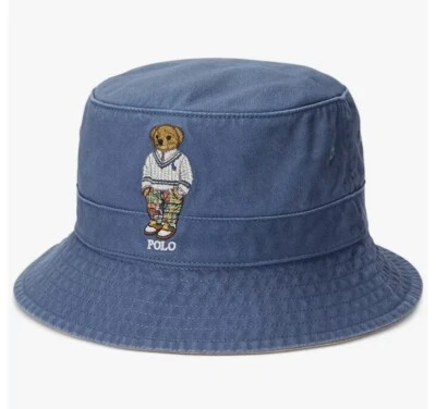 Polo Ralph Lauren 男式 L/XL 学院刺绣 Polo 学院风熊桶帽蓝色 — 第 1/4 张图片