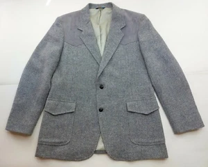 Vintage Pendleton Blazer Jacket Sports Coat Mens Size 46 TWEED Wool Suit Gray - Picture 1 of 12