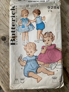 BUTTERICK 9284 Sewing Pattern TODDLERS DRESS & ROMPER 20" Size 1 - Picture 1 of 2