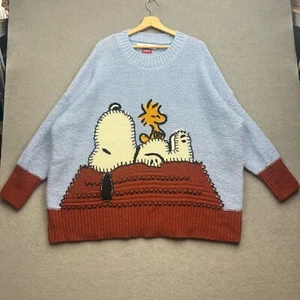ZARA PEANUTS Snoopy Jumper Women M Chunky Knit OVERSIZED Rare Colourblock Blogge - Picture 1 of 11