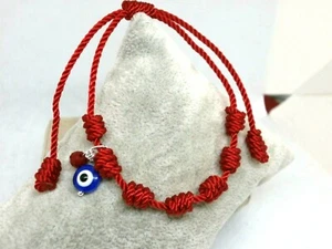 2 Pulseras  roja  " 7 nudos " y Ojo turco con cuenta roja - Ajustable - Imagen 1 de 4