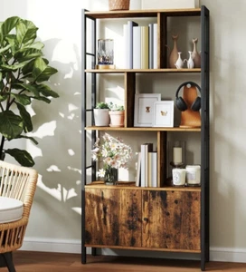 Tall Kitchen Cupboard Storage Cabinet Larder Pantry Open Shelving Unit Rustic - Picture 1 of 10