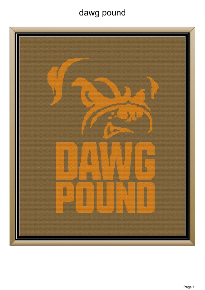 Dawg pound blanket pattern,50x60", written and graph pattern included - Image 1 of 1