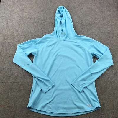 Pullover Under Armour para mujer grande azul a rayas tejido con capucha suelto gimnasio * Foto 1 de 4