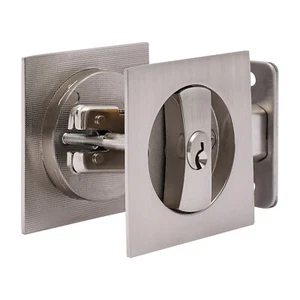Privacy Pocket Door Lock with Key Contemporary Square Sliding Barn Door Lock NEW - Picture 1 of 19