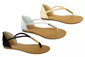 Nueva sandalia plana gladiador con cremallera para mujer tubo de metal--(8019) - Imagen 1 de 5