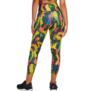 Lululemon Wunder Train High Rise Tight Leggings 14 Undertone Black Multi Neon - Picture 1 of 9