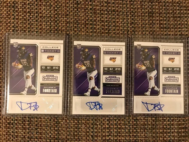 Lot (3) DAURICE FOUNTAIN 2018 Contenders Draft Picks Ticket AUTO Northern Iowa - Image 1 of 1