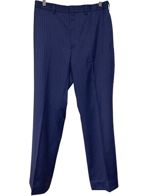 Pantalones de vestir Lauren Ralph Lauren para hombre etiqueta negra lana prendedor rayas azul marino 32 Foto 1 de 4