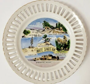 Vtg White Sands New Mexico Travel Souvenir Plate Reticulated  Gold detail - Picture 1 of 12