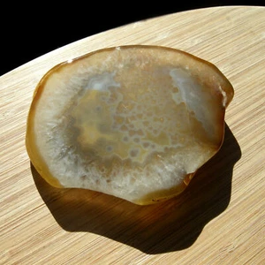 Quartz Crystal Geode Slice Polished Display Stone with Gray Brown Agate Patterns - Picture 1 of 9
