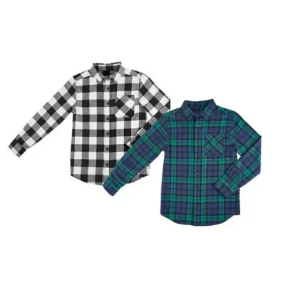 MEMBER'S MARK 2-PACK BOY'S FLANNEL SHIRTS *CHOOSE SIZE & COLOR - Image 1 of 2