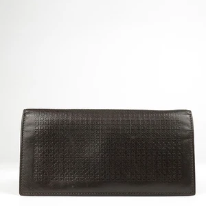 Ferragamo 66 0270 Dark Brown Leather Long Wallet with Gancino Logo Pattern - Picture 1 of 4