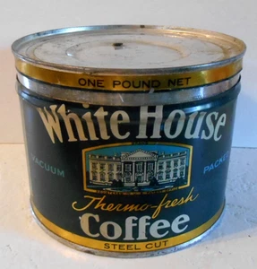 White House One Pound Kaffee Blechdose Dwinell Wright Co. Sehr schöne Küchendeko - Bild 1 von 5