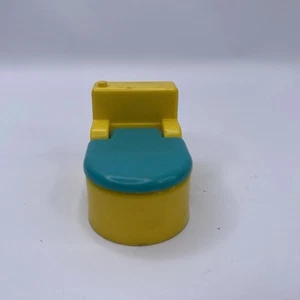 Vintage Fisher Price Little People Toilet Yellow Blue - Picture 1 of 5