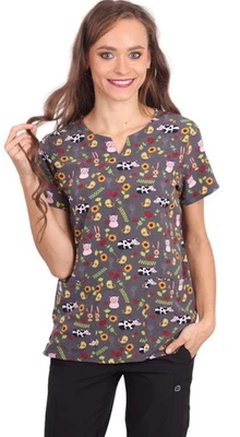 Новый без ценников Zoe + Chloe животных печати женщин скраб Топ с v-образным вырезом короткие рукава Sz Lg - Изображение 1 из 4