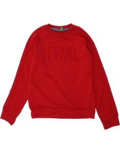 BENETTON Boys Graphic Sweatshirt Jumper 8-9 Years Large Red Polyester OG23 - Picture 1 of 4