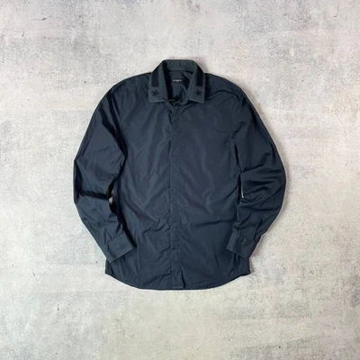 Givenchy Paris Collar Stars Faded & Trashed Button Black Shirt - Image 1 of 4