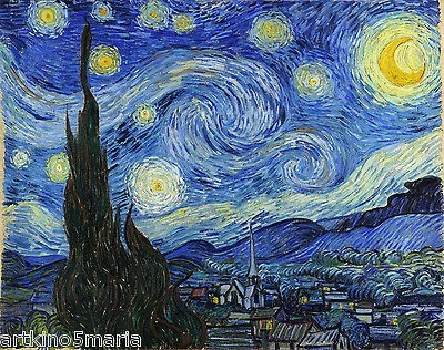 VAN GOGH STARRY NIGHT LANDSCAPE ART GICLEE PRINT FINE CANVAS - Image 1 of 1
