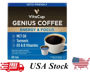VitaCup Medium-Dark Roast Single Serve Kaffeepads, Genius Blend 60ct kostenloser Versand - Bild 1 von 6
