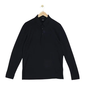 Hugo Boss Polo Shirt Mens Size L Black Long Sleeve Pima Cotton - Picture 1 of 15