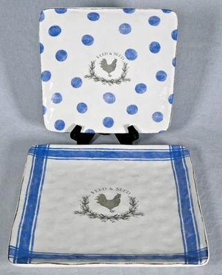 Juego de (2) platos de cena y ensalada azules Susan Winget Urban Farmhouse Gallo Foto 1 de 4