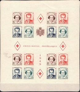 MONACO- 1949 -MONEGASQUE RED CROSS PERF & IMPERF SHEETS - VF** - Picture 1 of 2