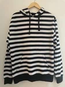 Hot Topic Herren schwarz weiß gestreift Baumwollmischung Langarm Pullover Hoodie S - Bild 1 von 6