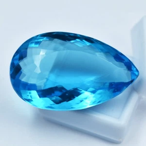 Amazing CERTIFIED 85.20 Ct Natural Light Blue Sapphire Pear Cut Loose Gemstone - Picture 1 of 7