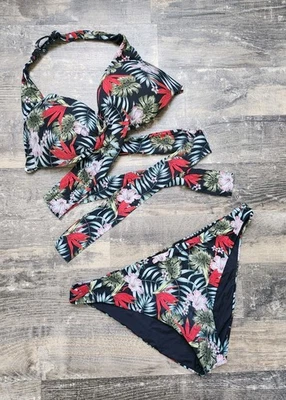 wunderschöner CALZEDONIA Wickel Bikini Gr. M bunt padded push up Badeanzug - Bild 1 von 4